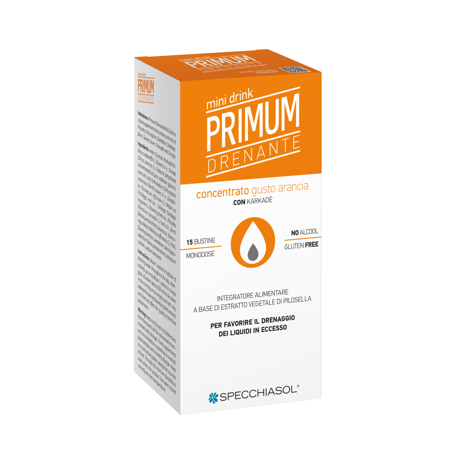 SPECCHIASOL Primum Drenante gusto Arancia – Minidrink 15 bustine