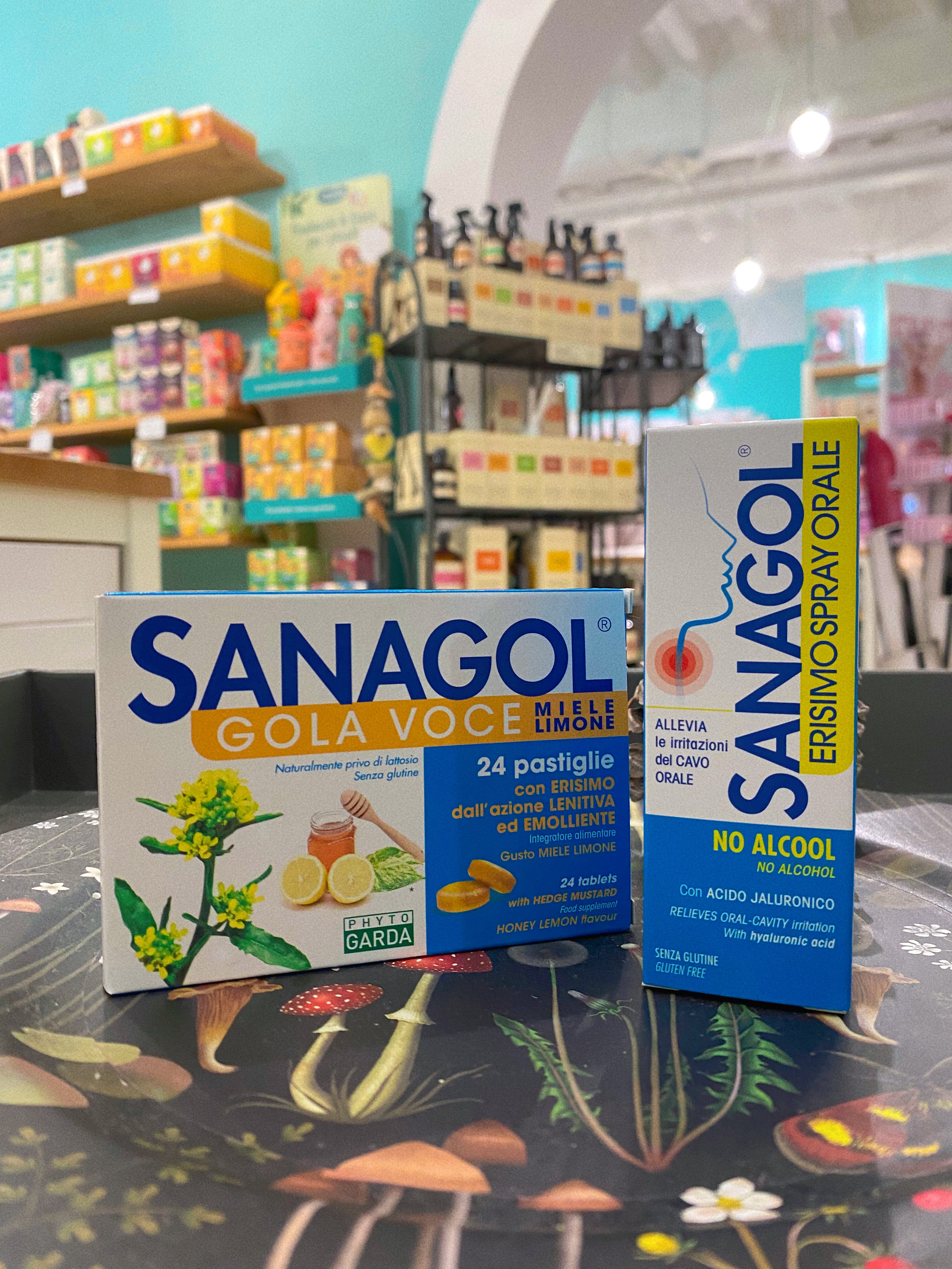 Sanagol Erisimo Spray Orale No Alcool + 24 Pastiglie Gola Voce Miele e Limone