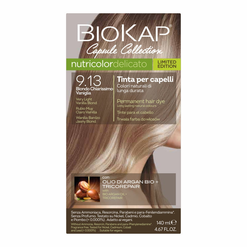 BIOS LINE BioKap Nutricolor Delicato 9.13 Biondo Chiarissimo Vaniglia Tinta per Capelli 140 ml