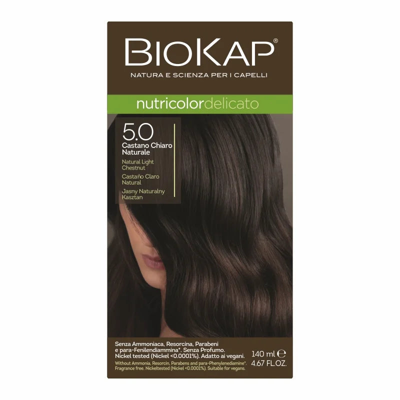 BIOS LINE BioKap Nutricolor Delicato 5.0 Castano Chiaro Naturale Tinta per Capelli 140 ml