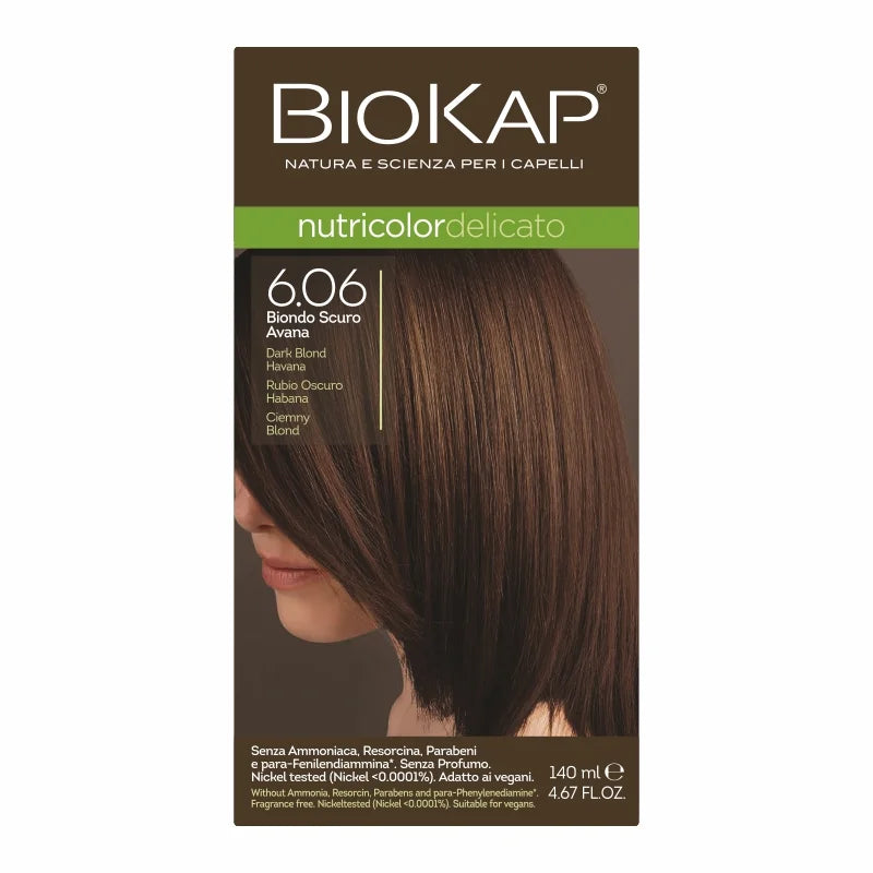 BIOS LINE BioKap Nutricolor Delicato 6.06 Biondo Scuro Avana Tinta per Capelli 140ml