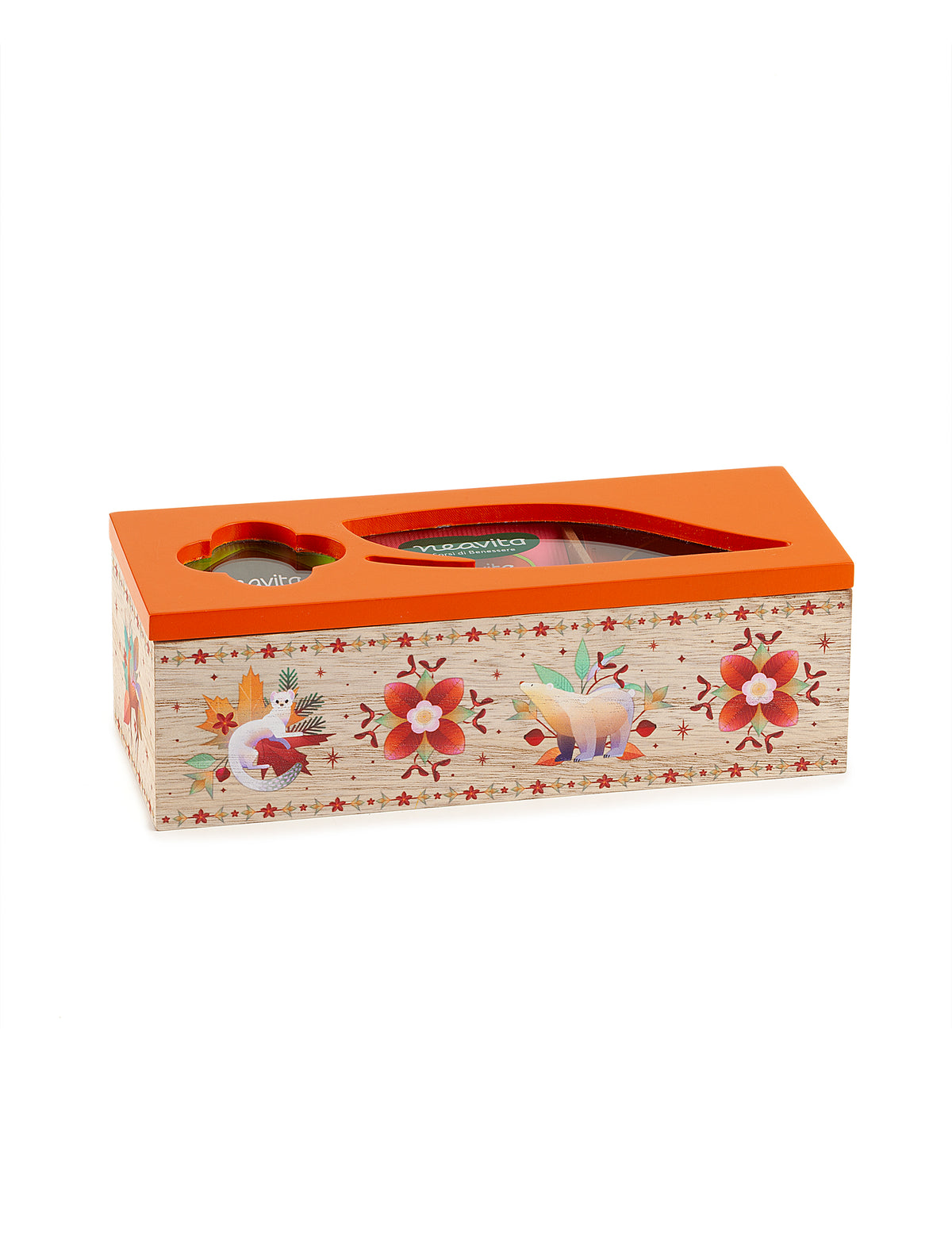 NEAVITA Cofanetto Legno Arancione 3 scomparti