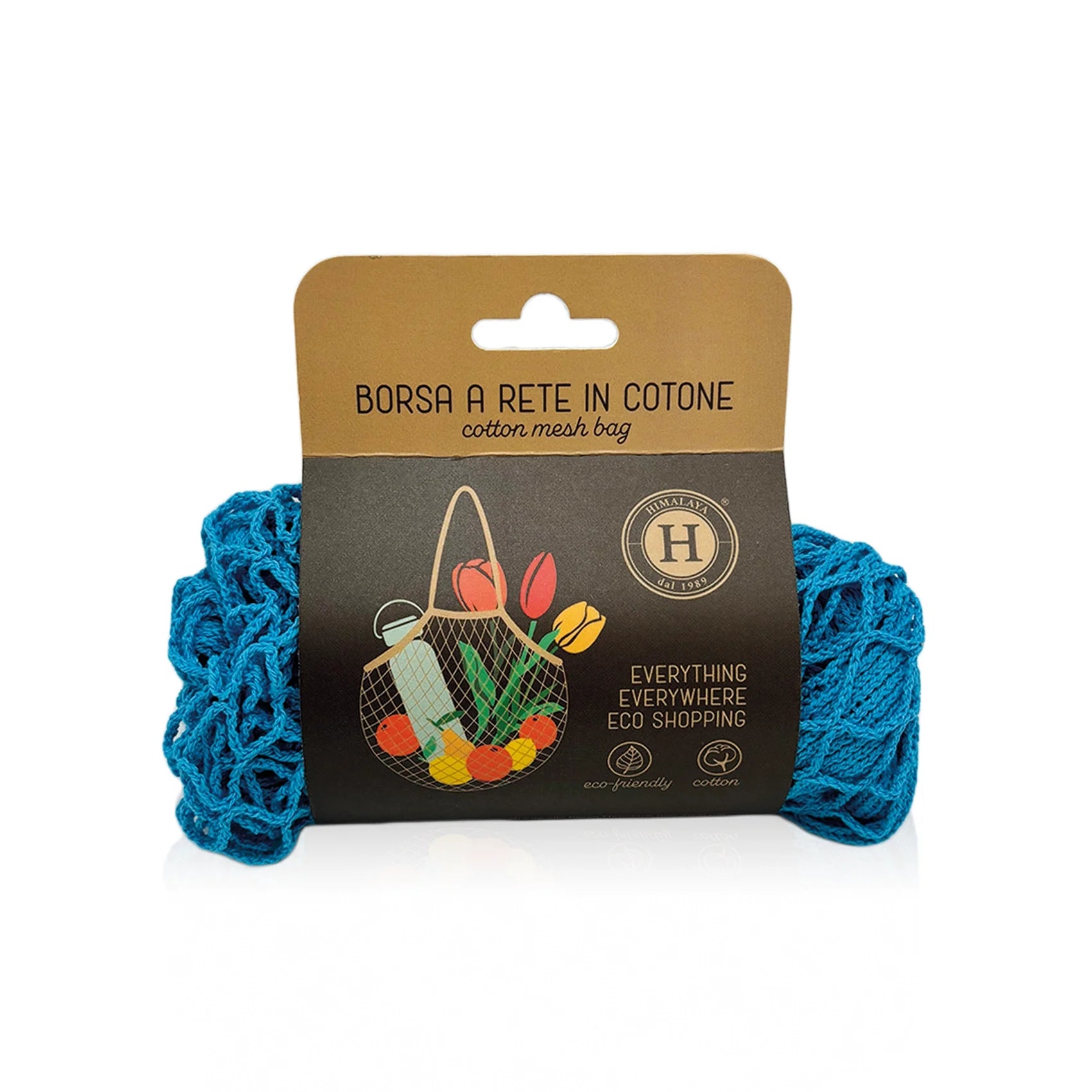 Ecobag - Borsa a rete in cotone blu