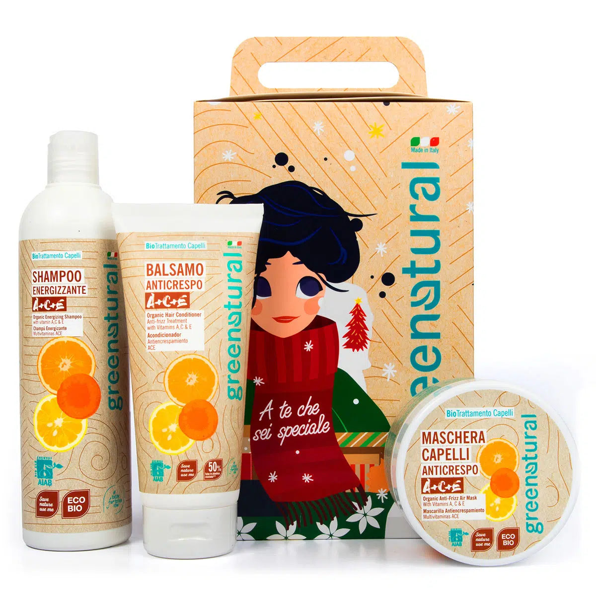 GREEN NATURAL Xmas Beauty Magia del Natale - Shampoo, Balsamo, Maschera Capelli ACE