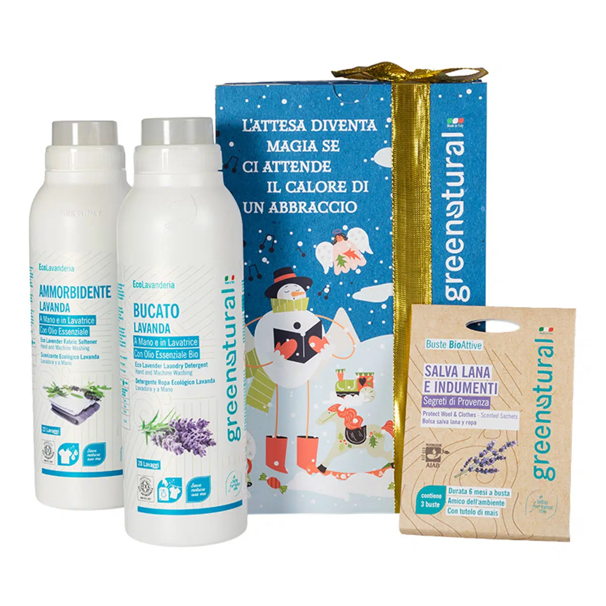 GREEN NATURAL XMas Box Lavanderia - Bucato Lavanda +
Ammorbidente + Busta Salva Lana
