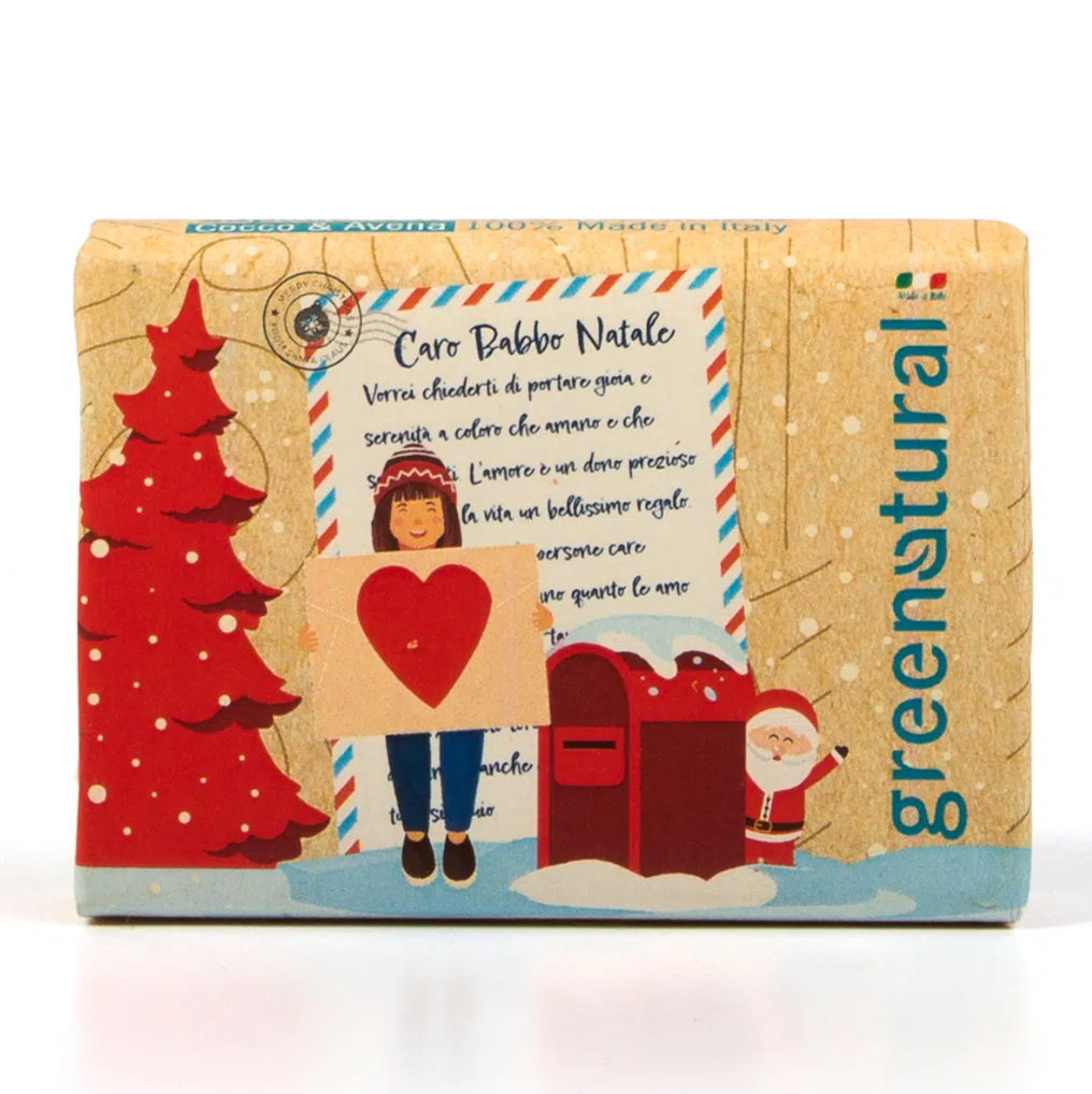 GREEN NATURAL Xmas Edition Saponette Natale "Lettera a Babbo" 75g - Cocco e Avena
