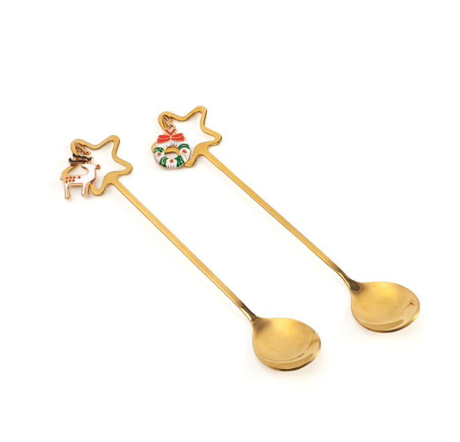 NEAVITA Set 2 Cucchiaini Natale