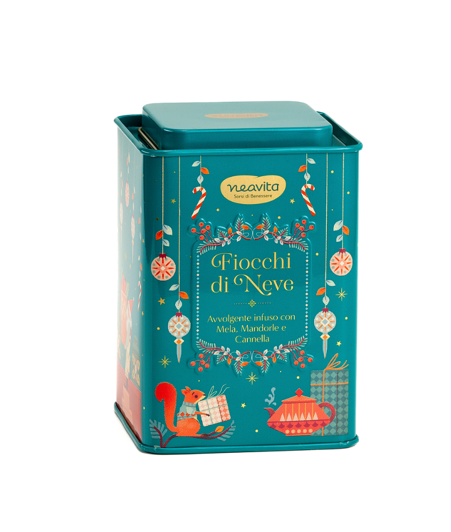 NEAVITA Square Tin VERDE Natale Infuso Fiocchi di Neve Filtroscrigno