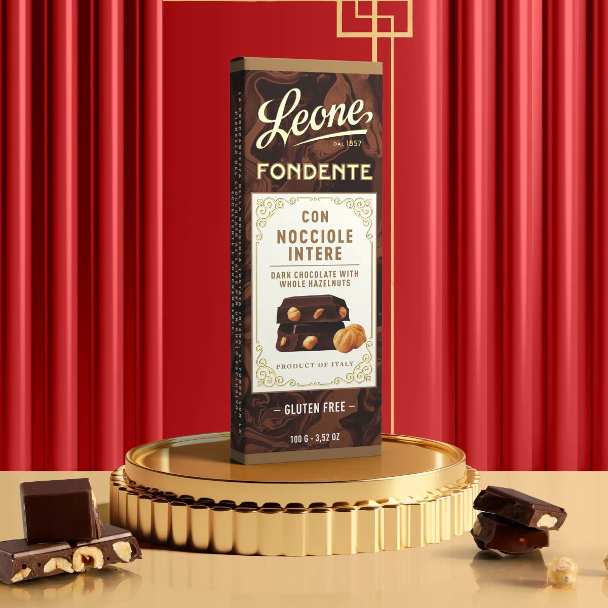 LEONE Tavoletta Cioccolato Fondente con Nocciole Intere 100g