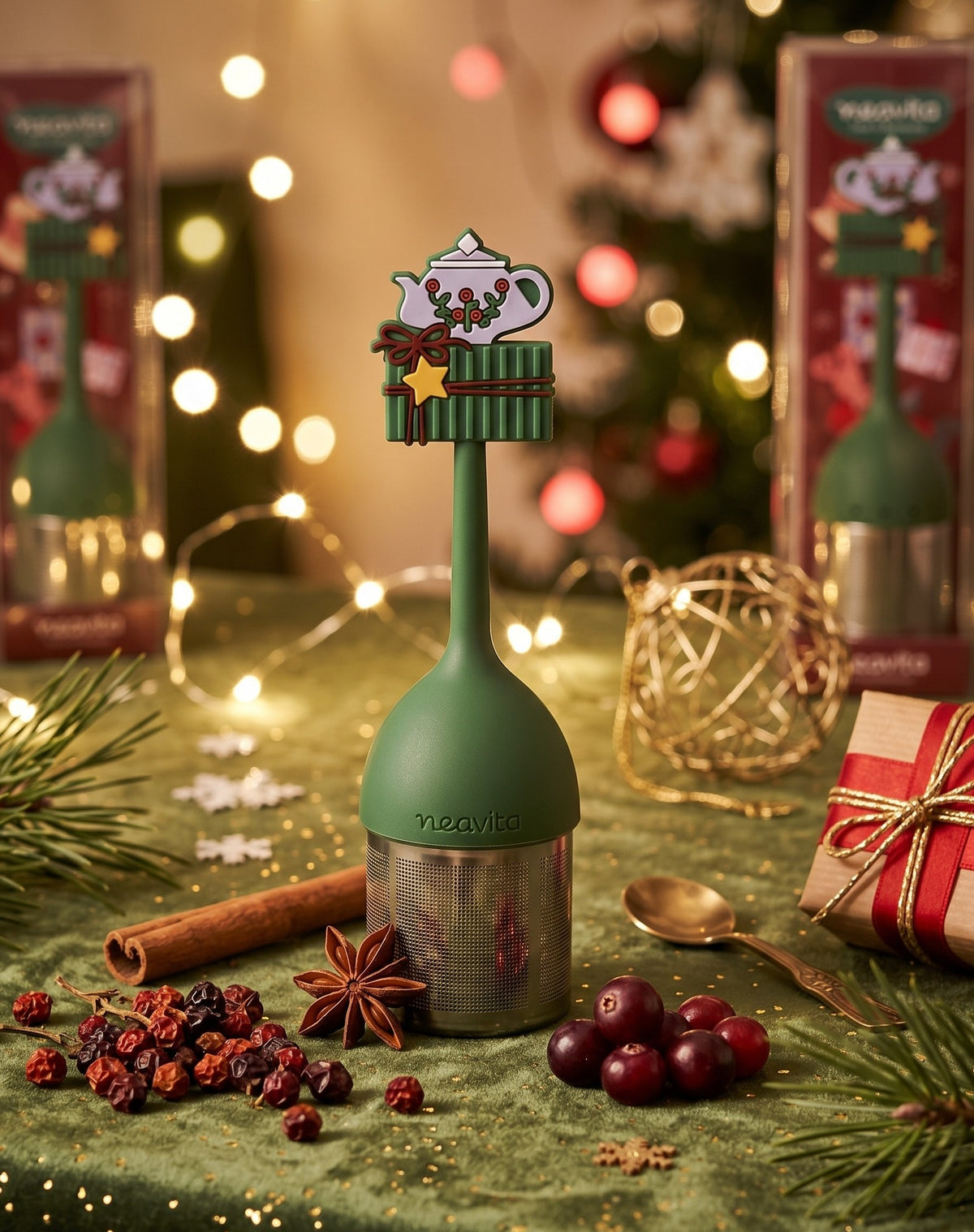 NEAVITA Natale - Filtro in acciaio e silicone Teiera