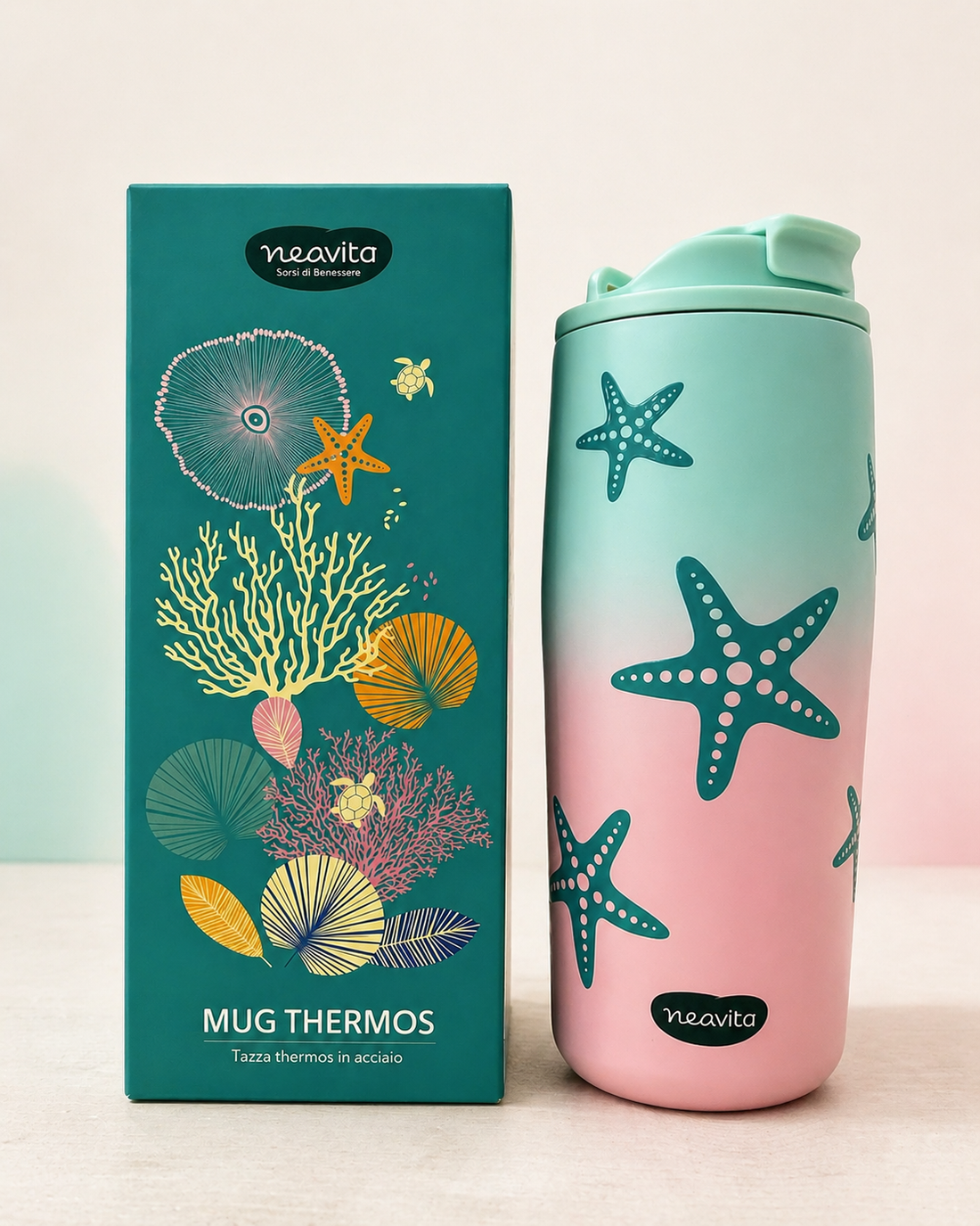 NEAVITA Twice Mug Thermos in acciaio 450 ml SEA AZZURRA
