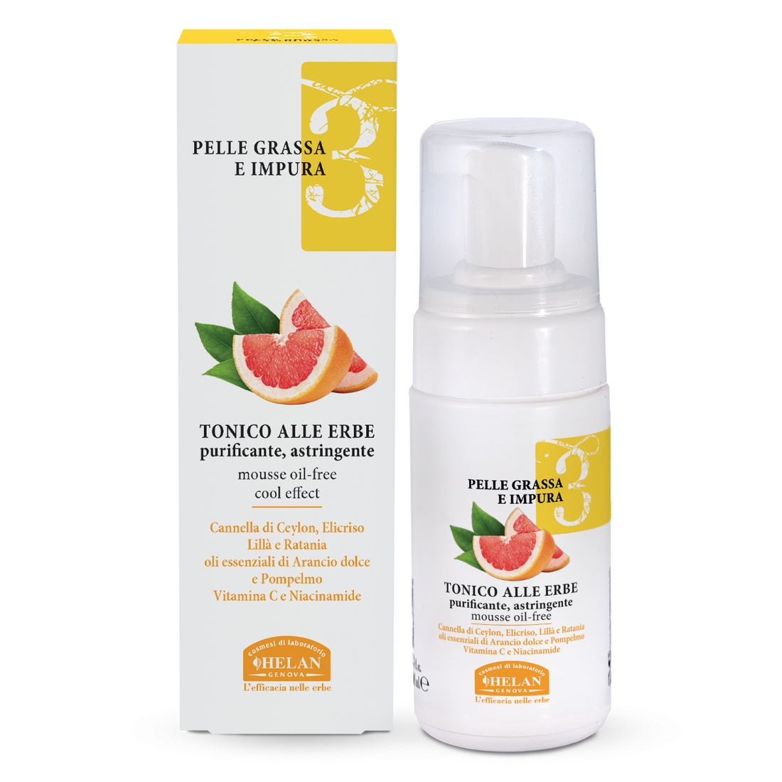 HELAN Linea Viso 3 - Pelle Grassa e Impura - Tonico alle Erbe Purificante e Astringente