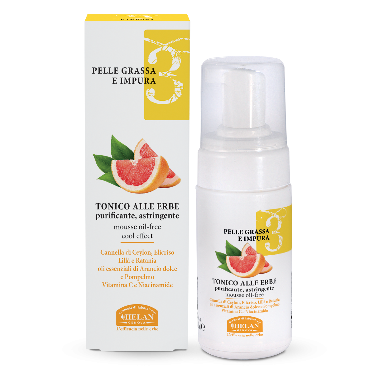 HELAN Linea Viso 3 - Pelle Grassa e Impura - Tonico alle Erbe Purificante e Astringente