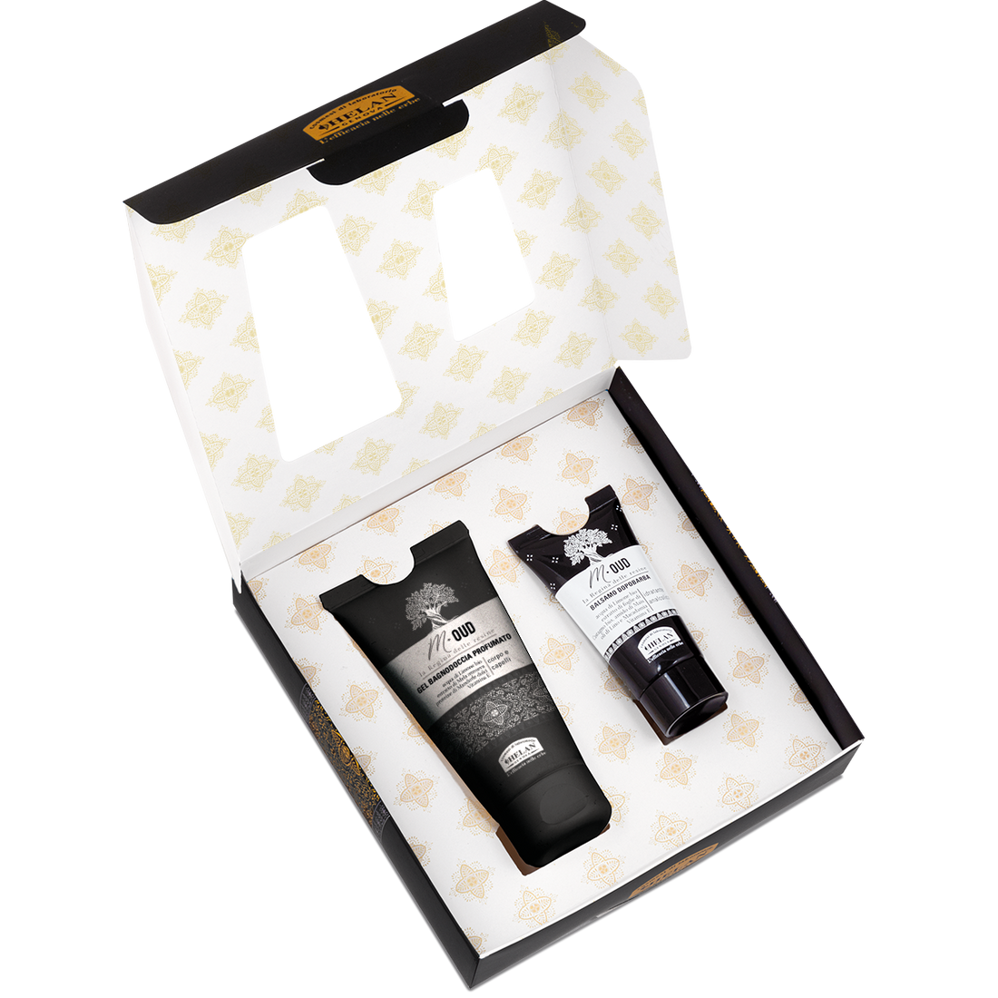 HELAN M-Oud Cofanetto - Gel Bagnodoccia Profumato 75 ml + Balsamo Dopobarba 20ml