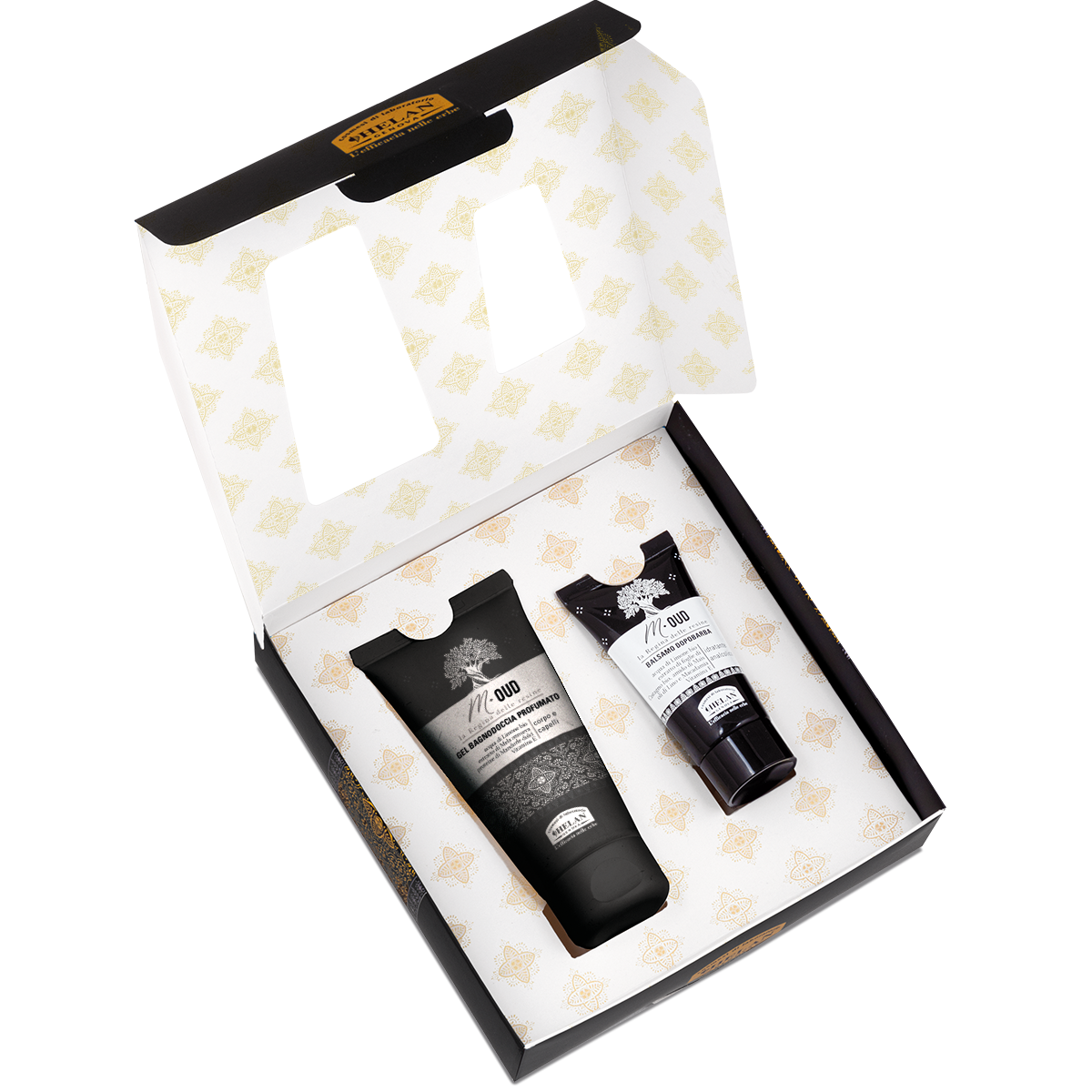 HELAN M-Oud Cofanetto - Gel Bagnodoccia Profumato 75 ml + Balsamo Dopobarba 20ml