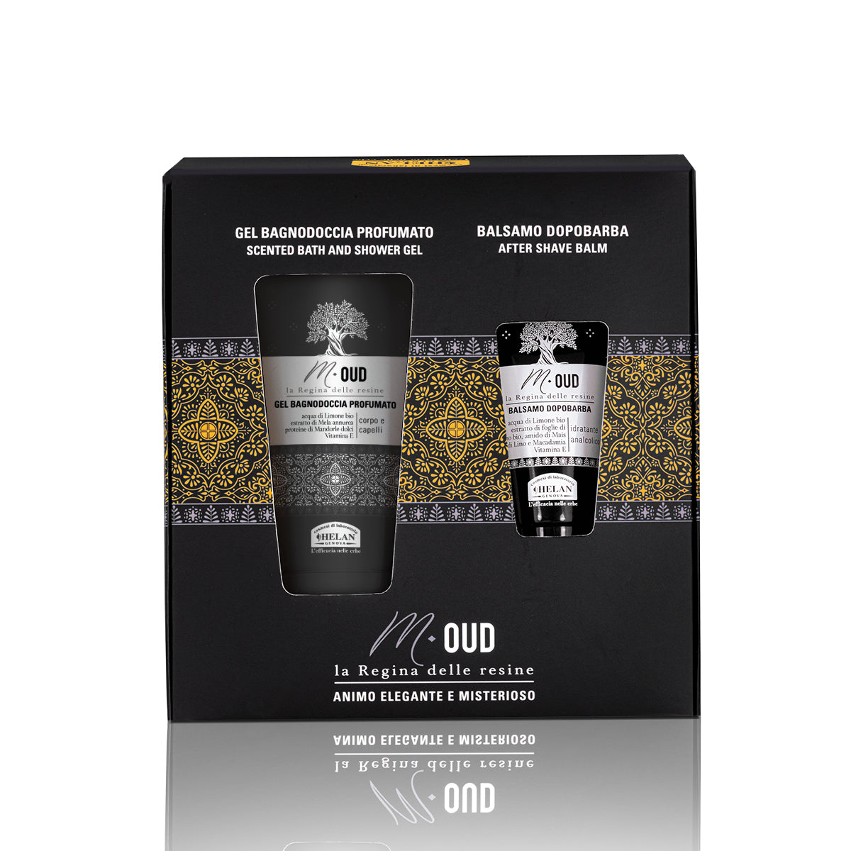 HELAN M-Oud Cofanetto - Gel Bagnodoccia Profumato 75 ml + Balsamo Dopobarba 20ml