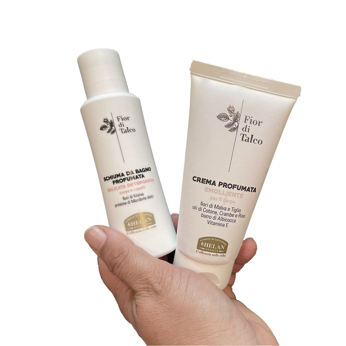 HELAN Fior di Talco Cofanetto Schiuma da Bagno Profumata 75ml + Crema Profumata Emolliente 75ml