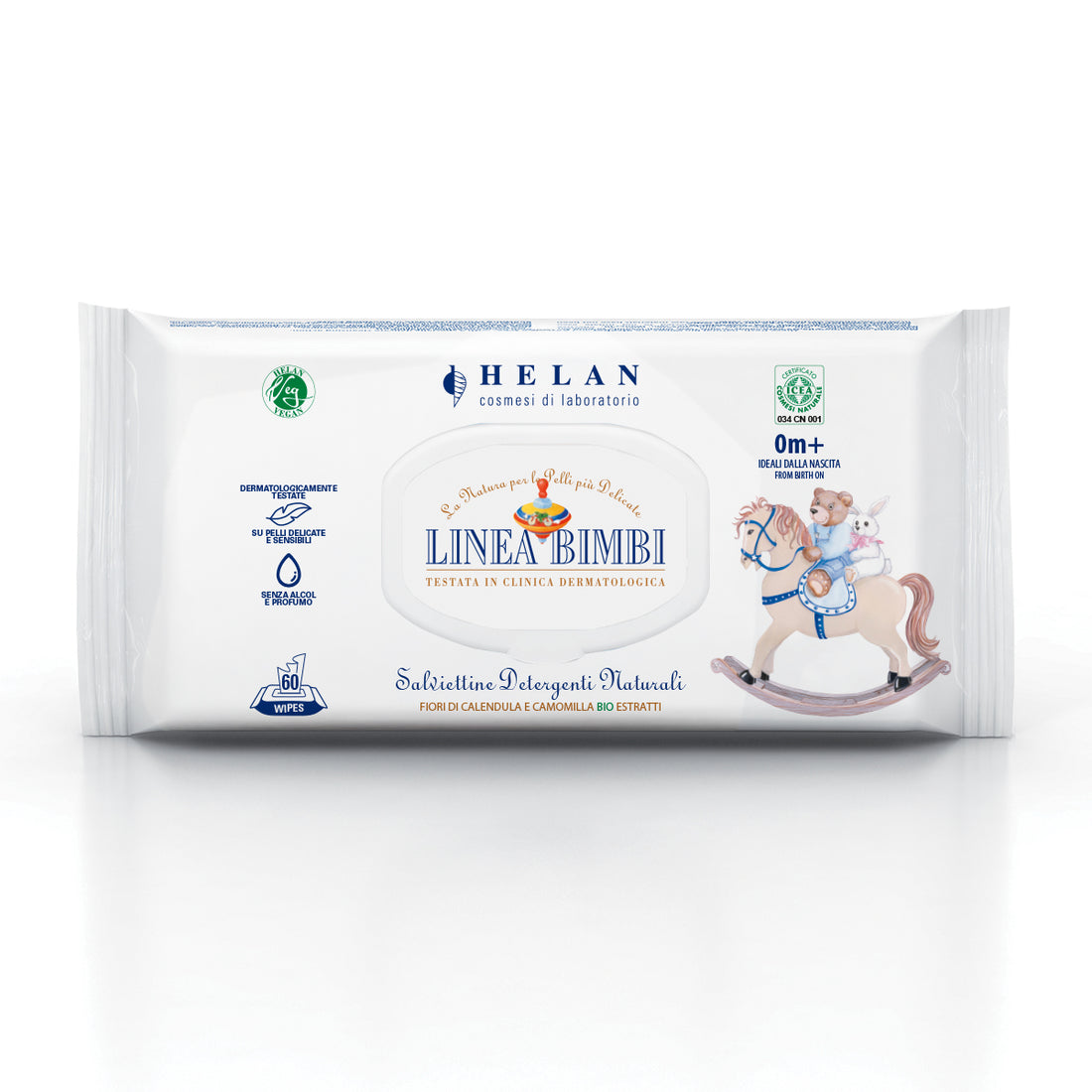 HELAN Linea Bimbi BioSalviettine Detergenti Naturali 60 salviette