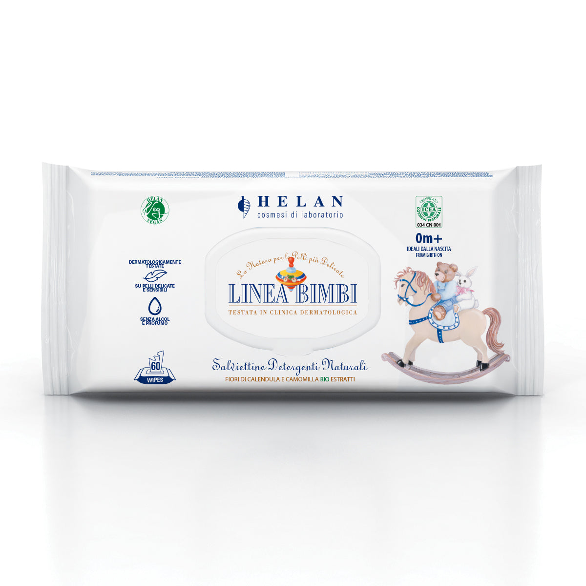 HELAN Linea Bimbi BioSalviettine Detergenti Naturali 60 salviette