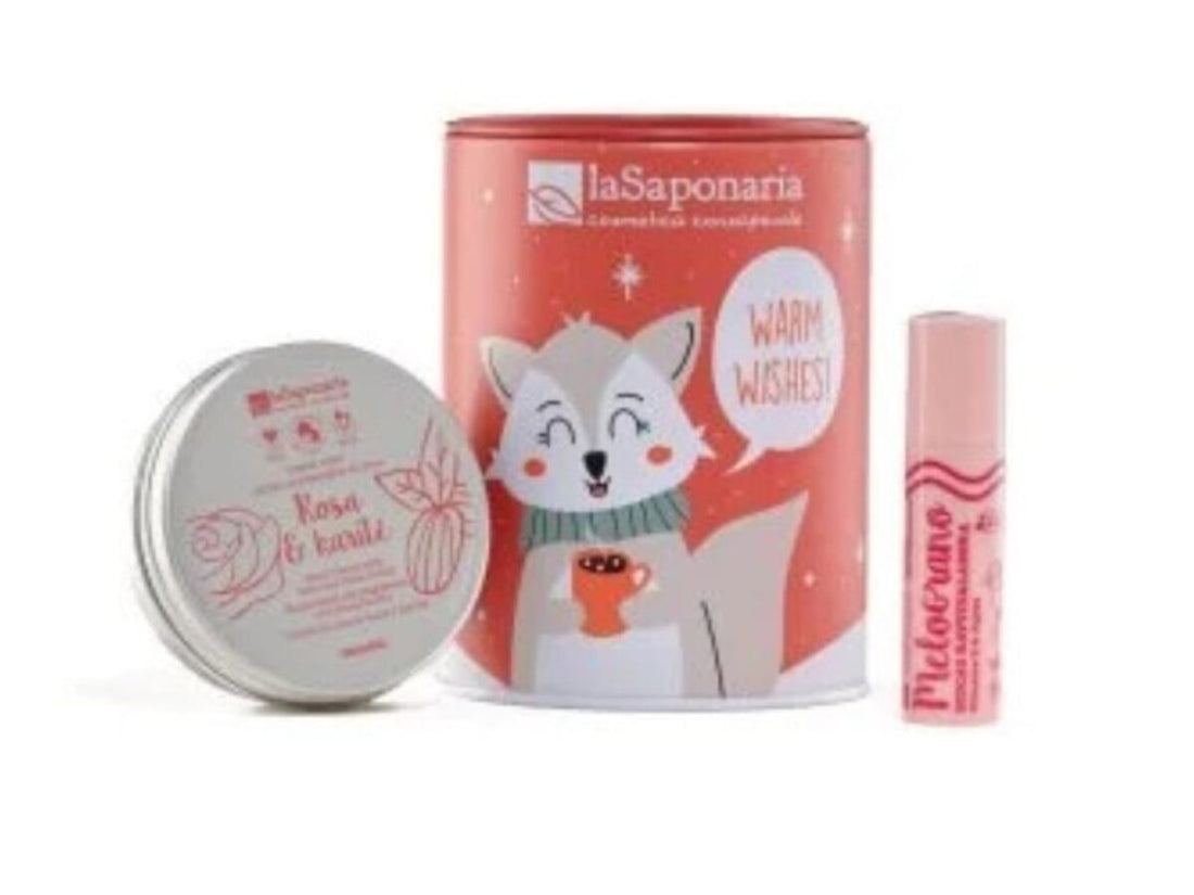 LA SAPONARIA - Salvadanaio Volpe Artica - Kit Mani Labbra