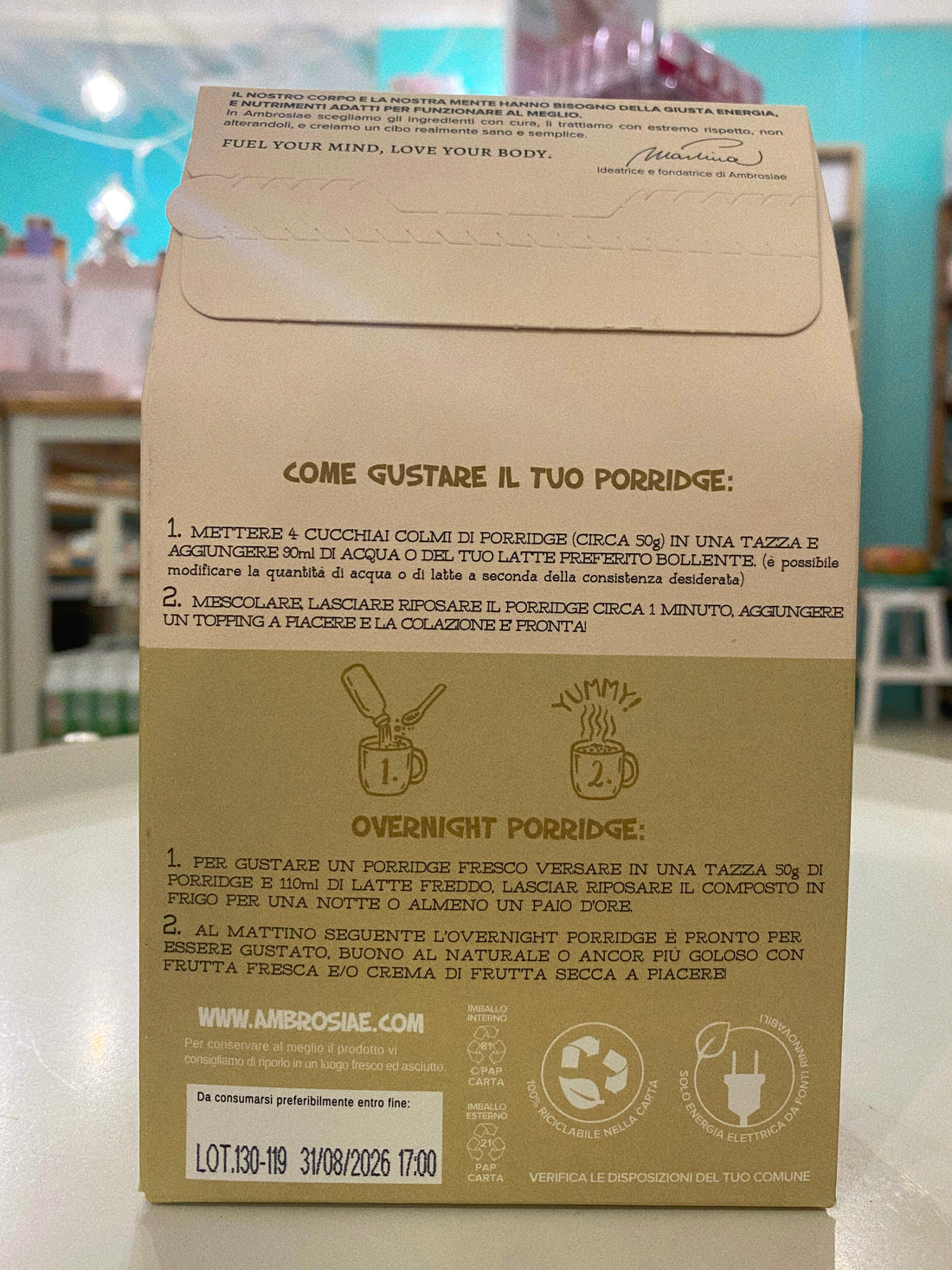 AMBROSIAE Porridge Original 250gr