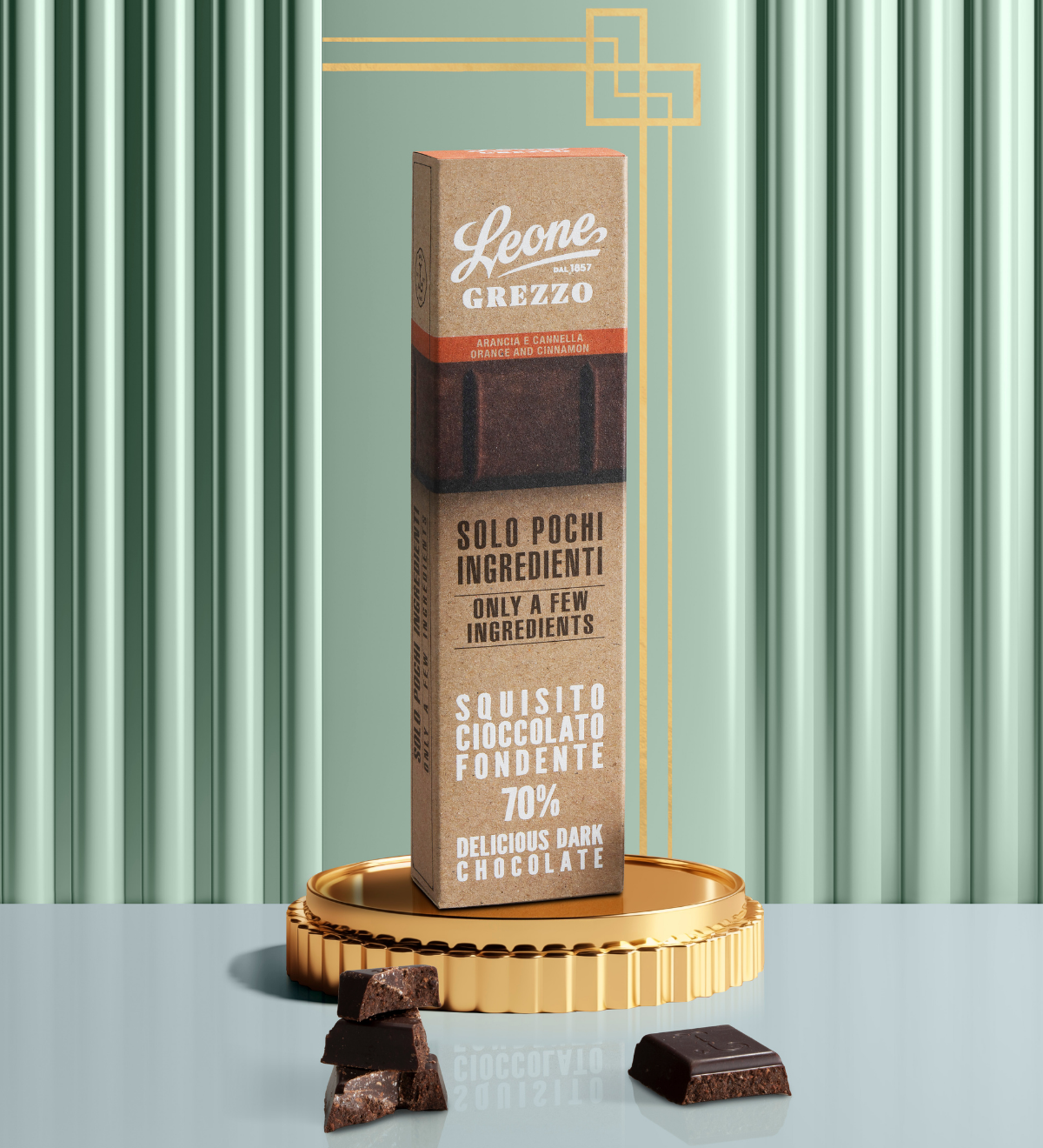 LEONE Stecca Cioccolato Grezzo Arancia e Cannella