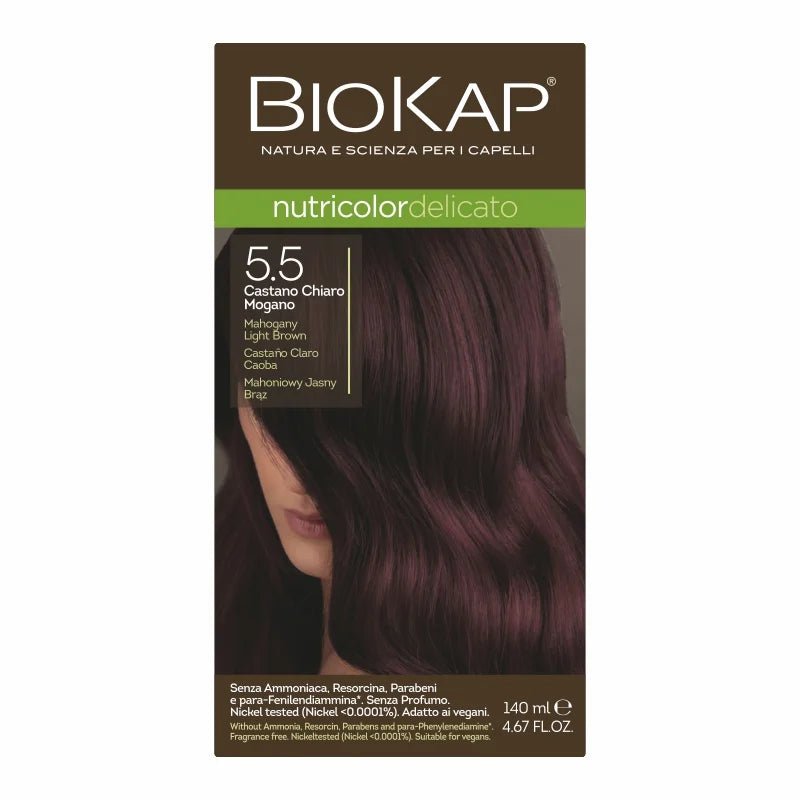 BIOS LINE BioKap Nutricolor Delicato 5.5 Castano Chiaro Mogano Tinta per Capelli 140 ml