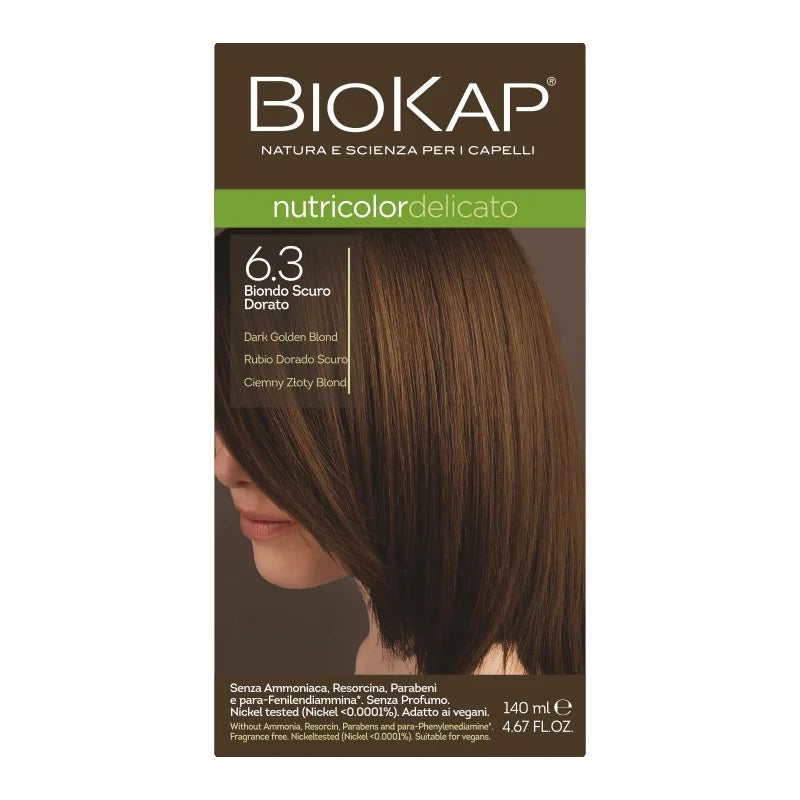 BIOS LINE BioKap Nutricolor Delicato 6.3 Biondo Scuro Dorato Tinta per Capelli 140 ml