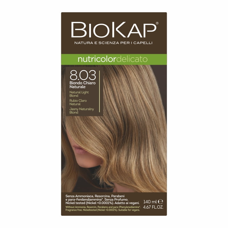 BIOS LINE BioKap Nutricolor Delicato 8.03 Biondo Chiaro Naturale Tinta per Capelli 140 ml