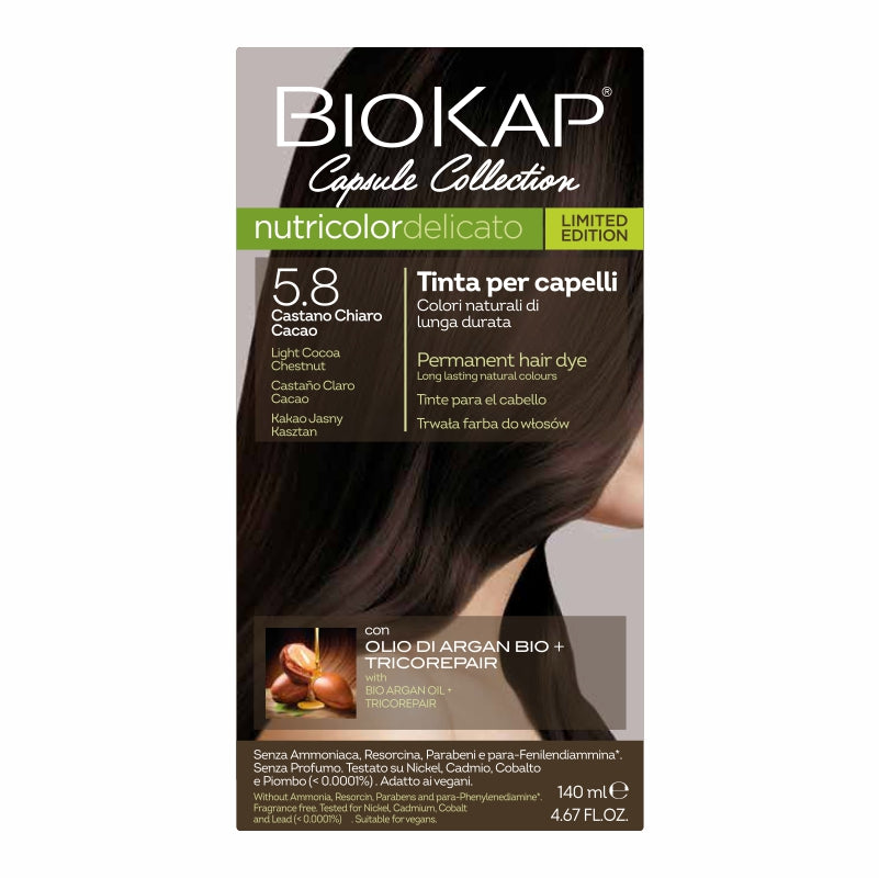 BIOS LINE BioKap Nutricolor Delicato 5.8 Castano Chiaro Cacao Tinta per Capelli 140 ml