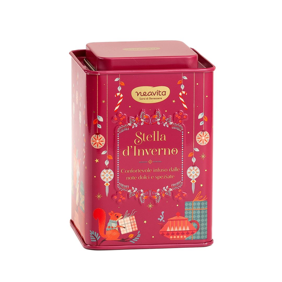 NEAVITA  Square Tin ROSSO Natale Infuso Stella d&