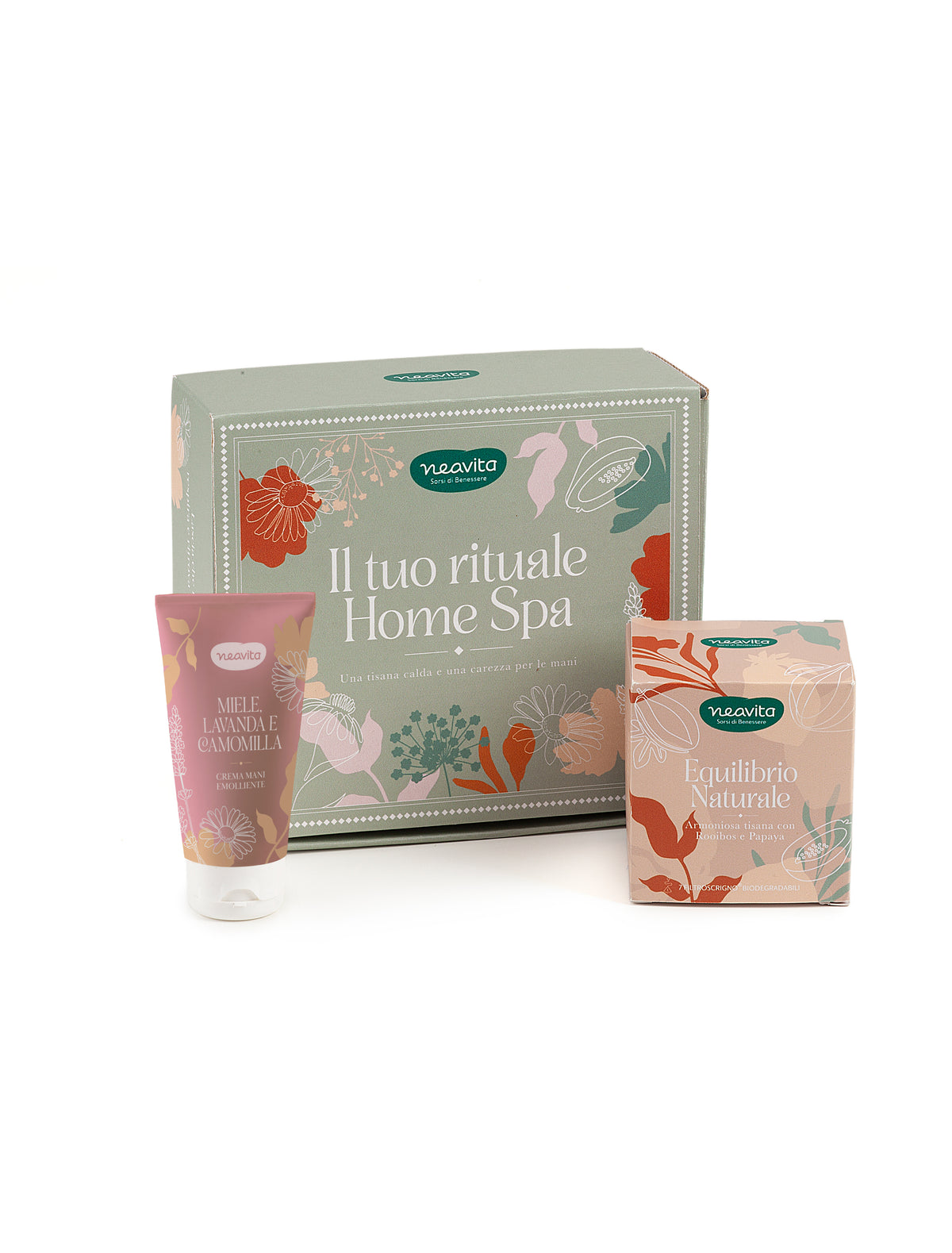 NEAVITA Home Spa - Cofanetto Crema Mani e Tisana Equilibrio Naturale 7 filtroscrigno