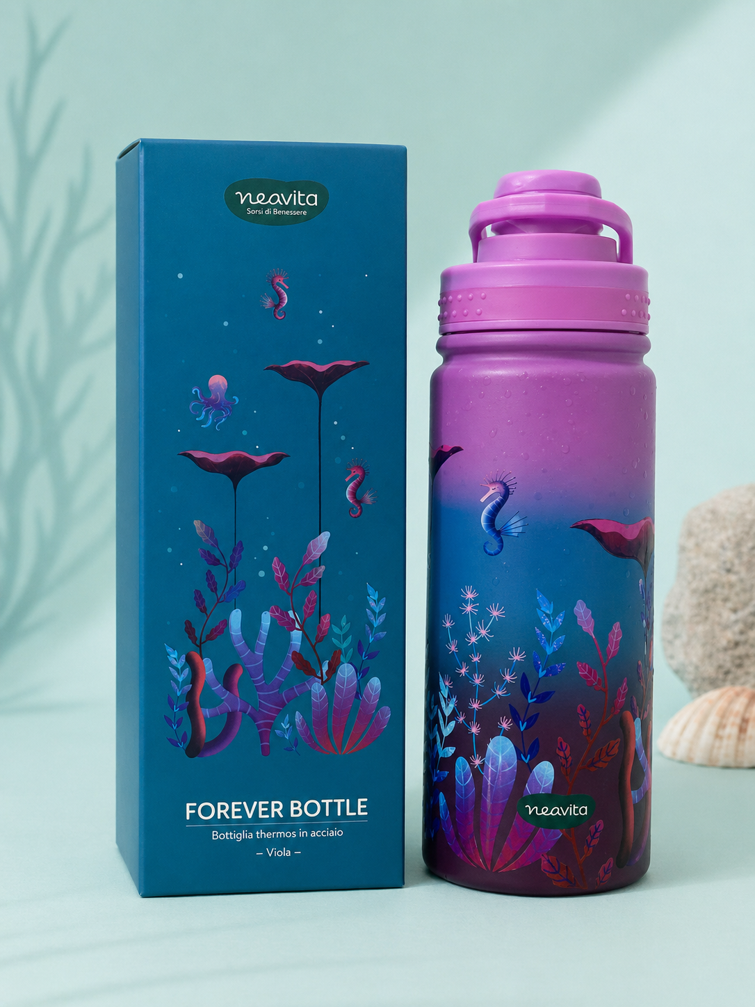NEAVITA Forever Bottle Bottiglia Thermos in Acciaio 500ml - Viola