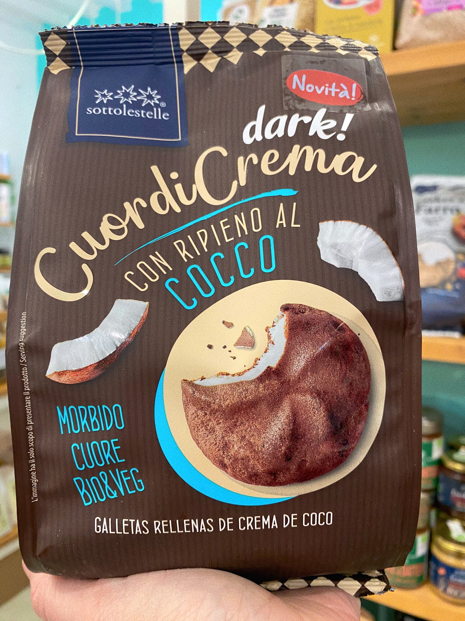 Sotto le Stelle - Biscotti Cuor di Crema Dark con Crema al Cocco 200gr