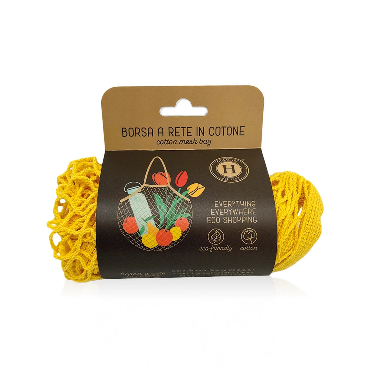 Ecobag - Borsa a rete in cotone giallo