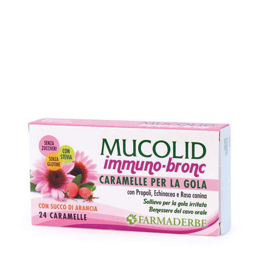FARMADERBE Mucolid Bronc Immuno Arancia 24 caramelle