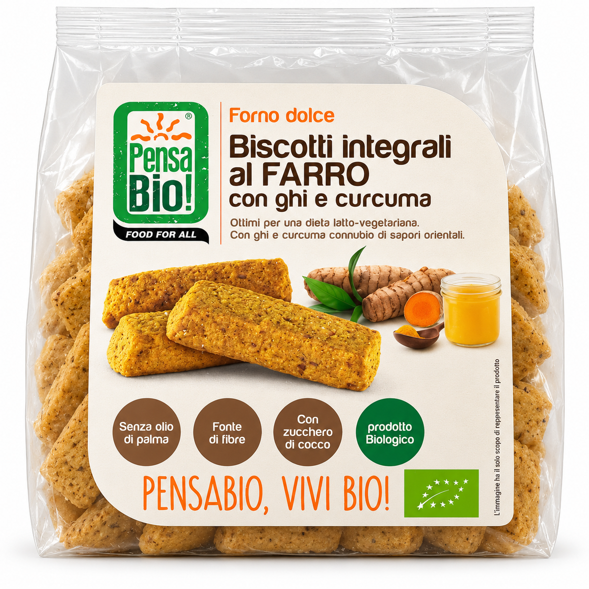 Pensa Bio! Biscotti Integrali al Farro con Ghi e Curcuma 250gr