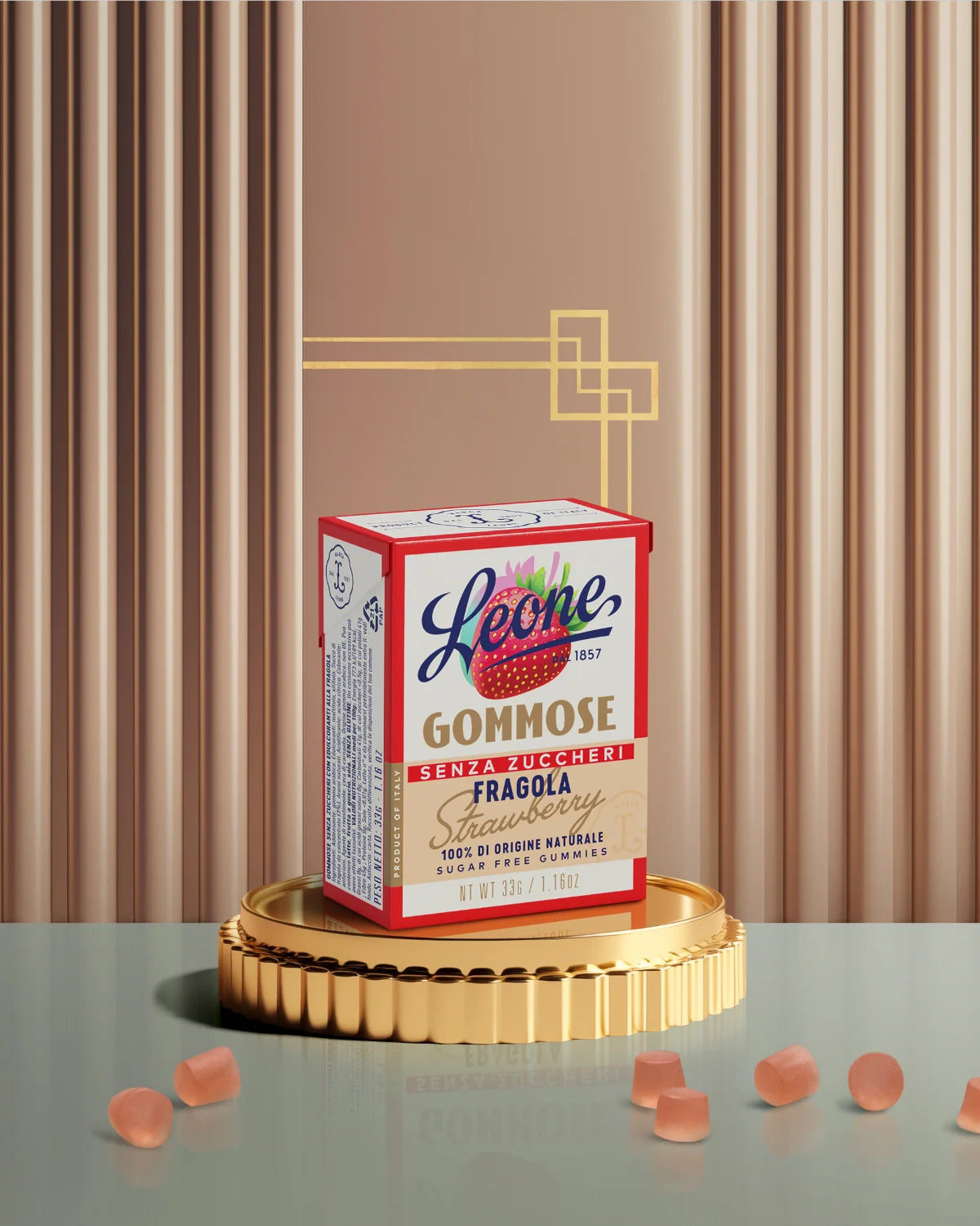 LEONE Gommose Senza Zuccheri Fragola 33g