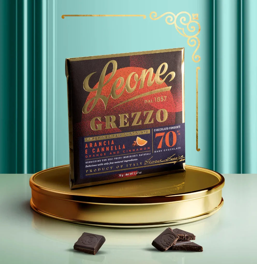 pastiglie leone cioccolato grezzo arancia cannella