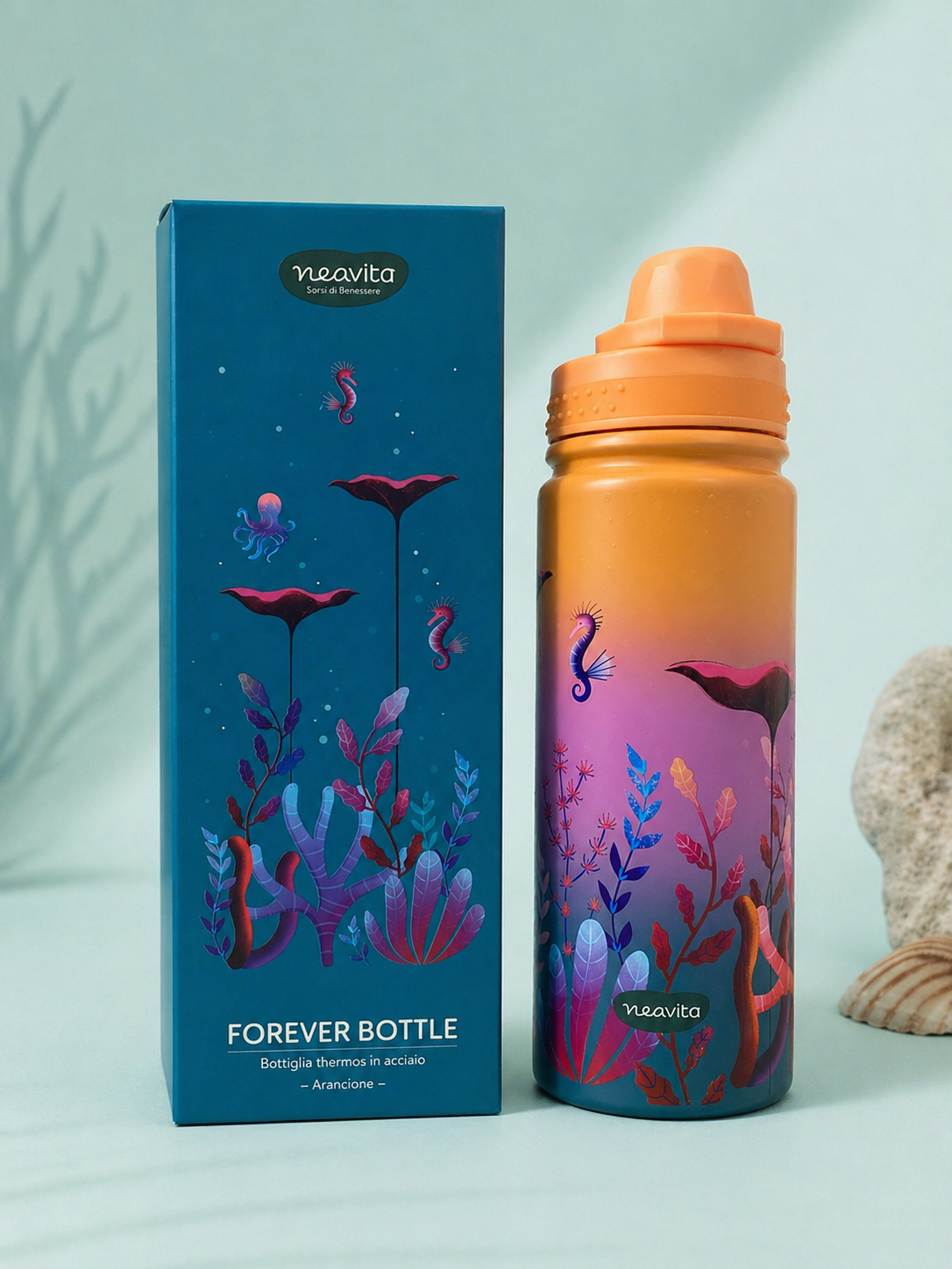 NEAVITA Forever Bottle Bottiglia Thermos in Acciaio 500ml - Arancione