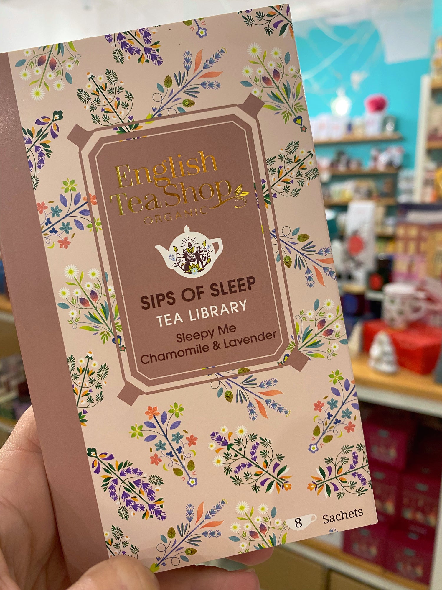 English Tea Shop - Tea Library Book - Mini Cofanetto con 8 Bustine di Tè Biologico Camomilla e Lavanda