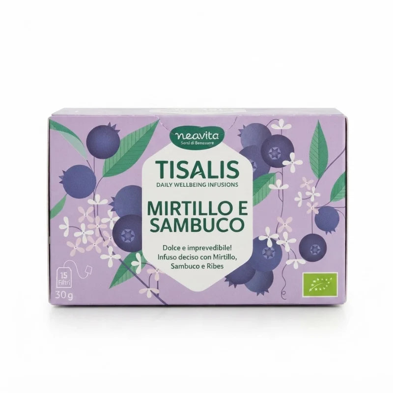 NEAVITA Tisalis Infuso in Filtro Mirtillo e Sambuco BIO 15 filtri