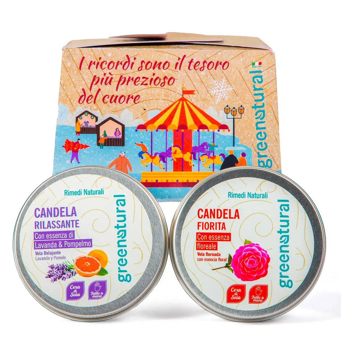 GREEN NATURAL Bauletto Giostra Incantata - Candela lavanda, fiorita