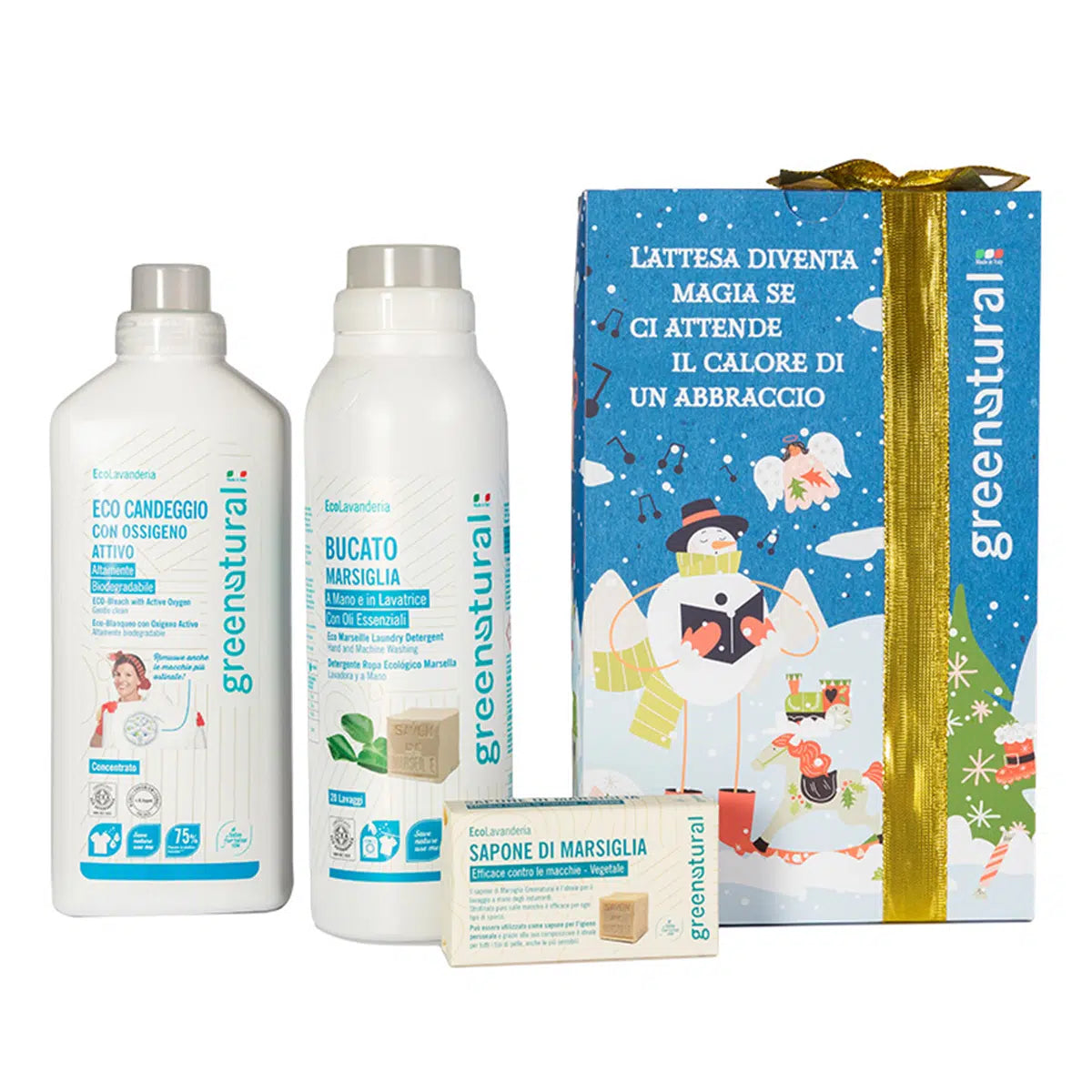 GREEN NATURAL XMas Box Lavanderia - Bucato Marsiglia+EcoCandeggio+Sapone Marsiglia