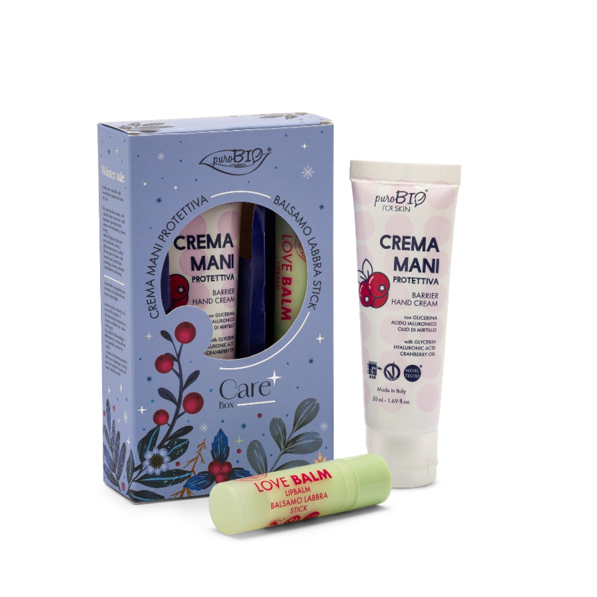 PUROBIO Care Box - Crema mani Protettiva e Balsamo Labbra stick