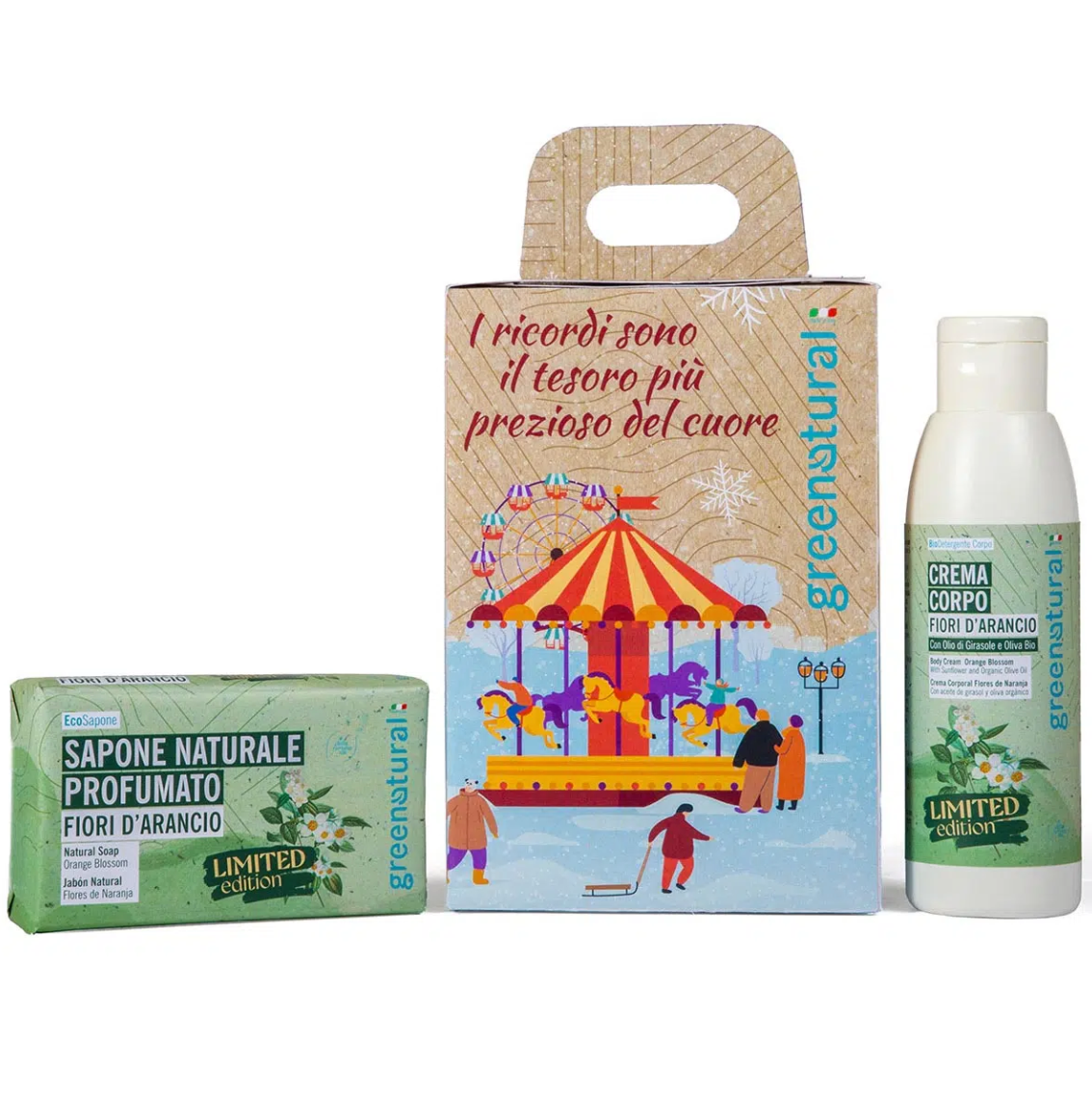 GREEN NATURAL Xmas Box Giostra Incantata - Crema Fiori d&