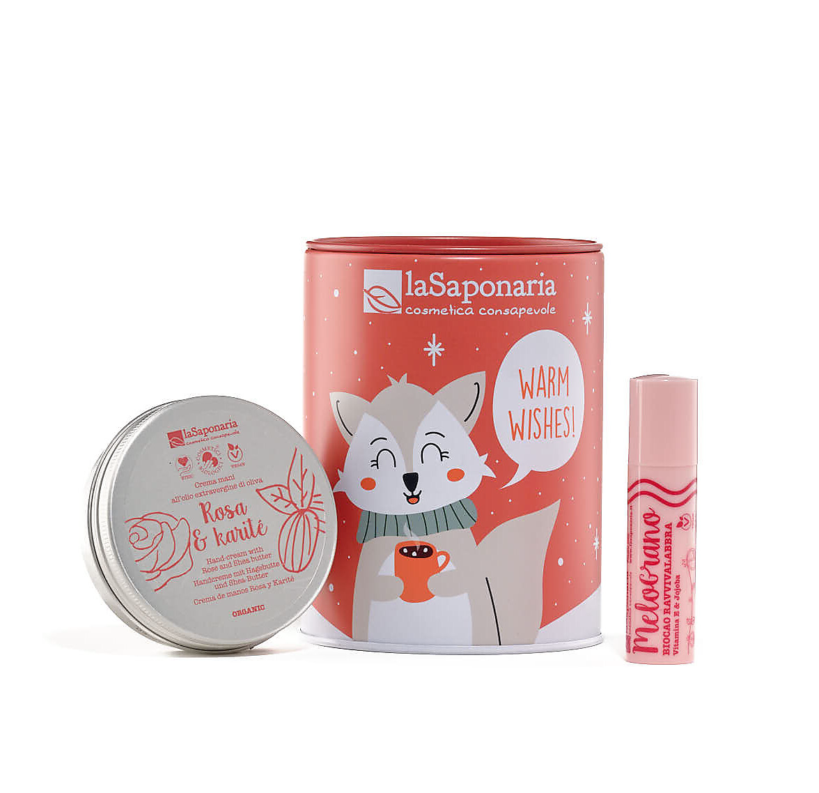 LA SAPONARIA - Salvadanaio Volpe Artica - Kit Mani Labbra