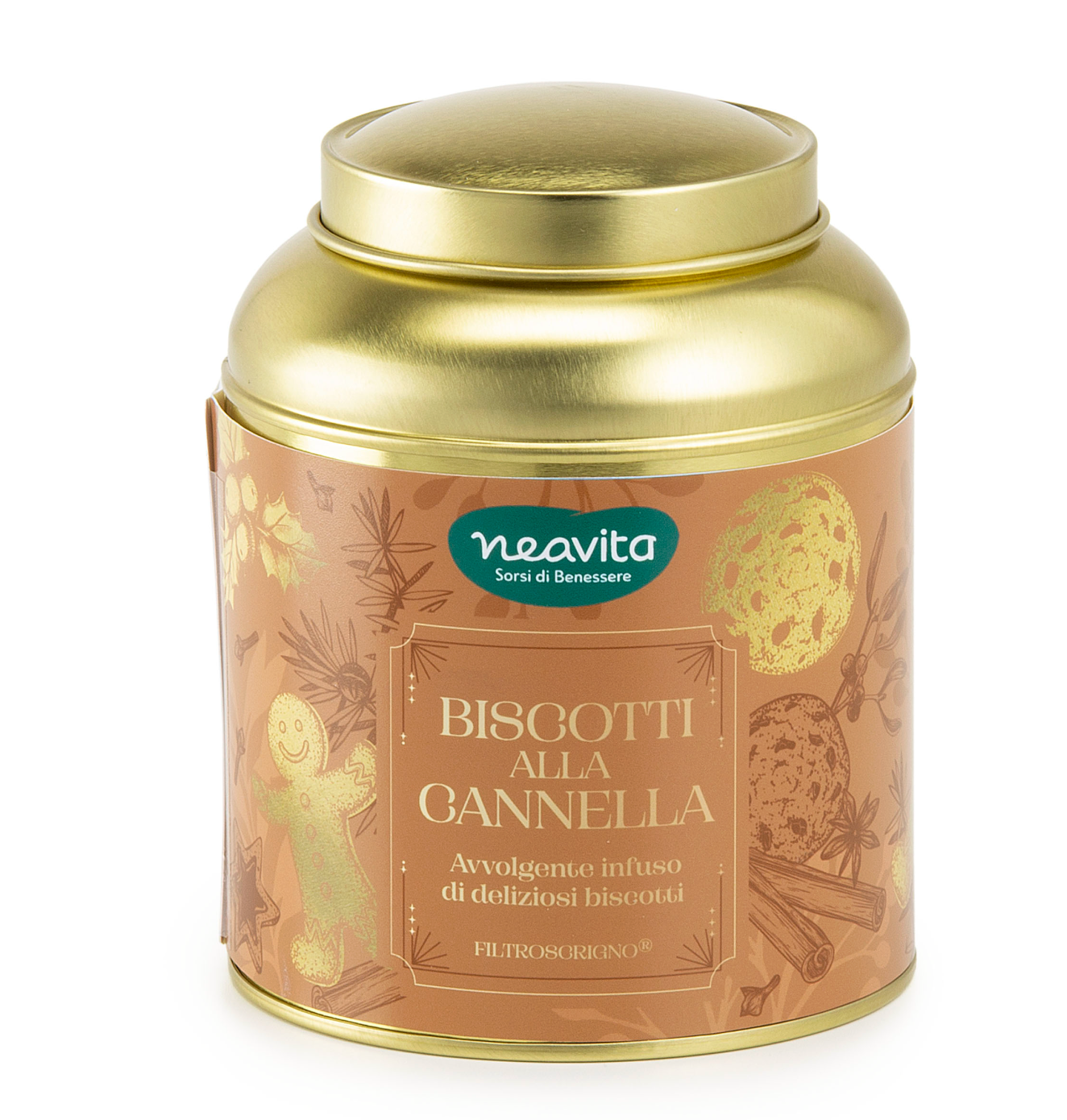 NEAVITA Infusi Golosi - Caddy Infuso Biscotti alla Cannella 12 filtroscrigno
