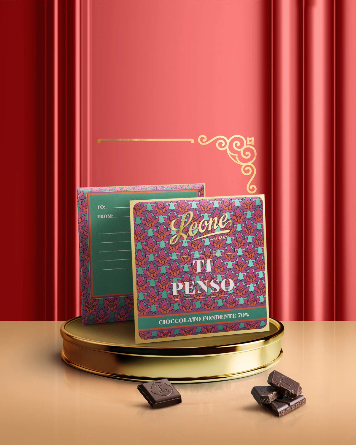 LEONE Collezione Love Tavoletta cioccolato fondente 70% "Ti Penso"