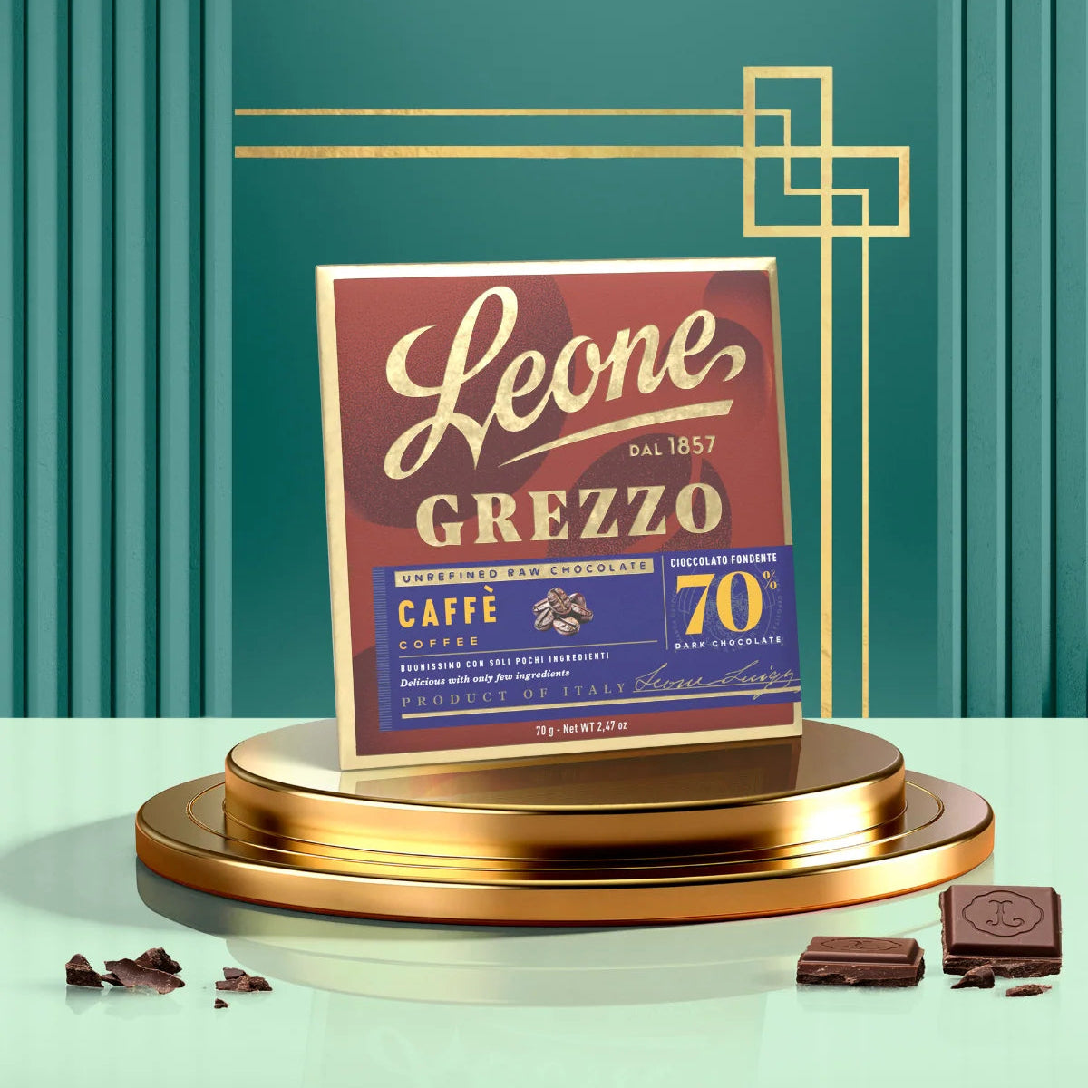 LEONE Tavoletta Cioccolato Grezzo  al Caffè 70% Cacao 70g